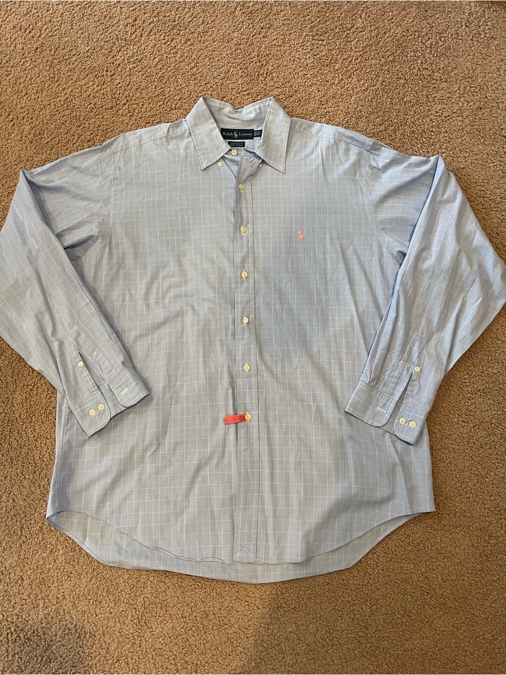 RALPH LAUREN Men's Yarmouth Plaid Dress Shirt Size 16 1/2 36/37